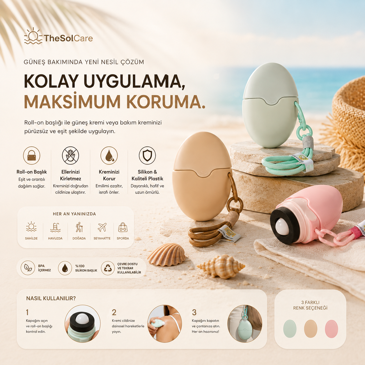 𝗧𝗵𝗲𝗦𝗼𝗹𝗰𝗮𝗿𝗲™ Taşınabilir Krem Dağıtıcı Roller